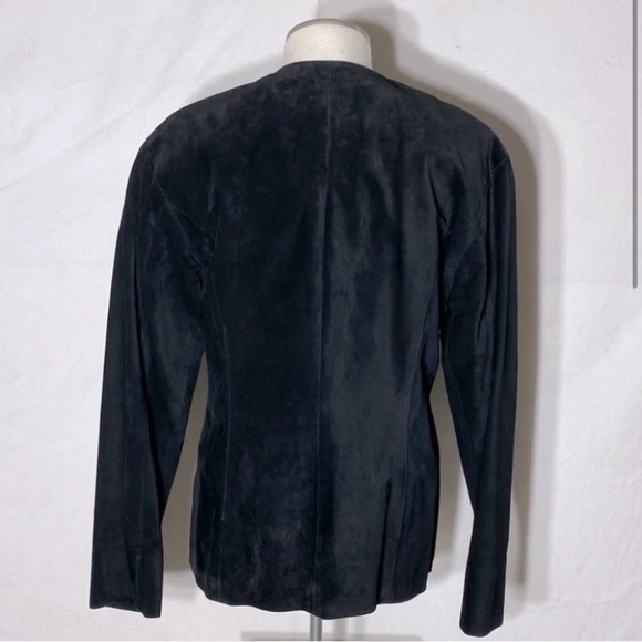 Vintage Danier Black Suede Button Front Light Jacket 90s Blazer S - Picture 4 of 13